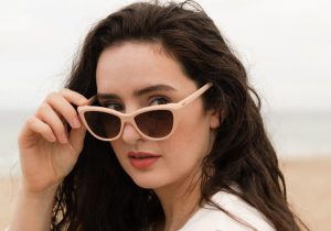 Madeleine Olivia wearing Pala cat eye sunglasses